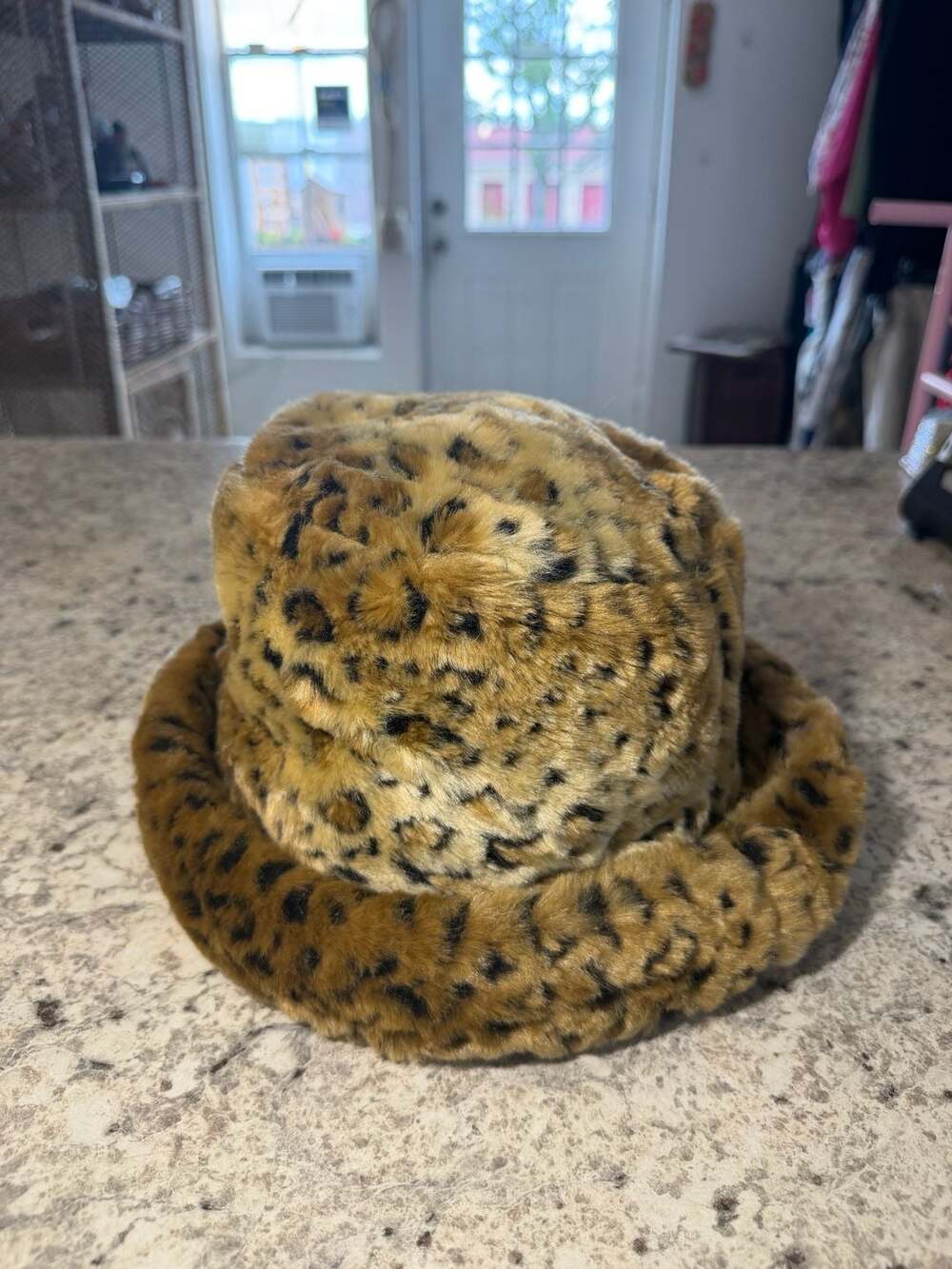 Leopard Faux Fur Bucket Hat